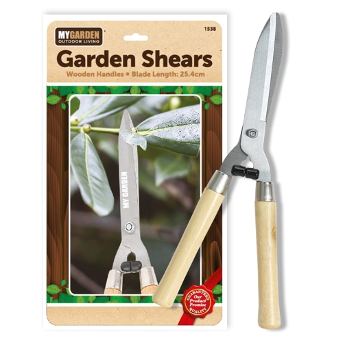 My Garden Outdoor Living Garden Hedge Shears - Wooden Handle, Carbon Steel Blade