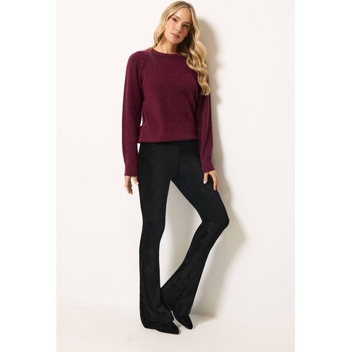 Long Tall Sally Cord Kick Flare Leggings - Black - 20