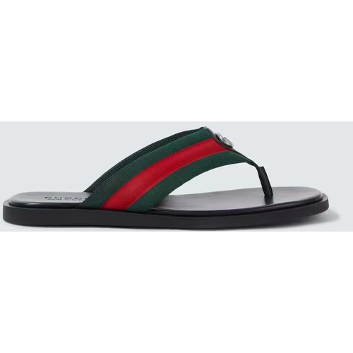 Gucci GG Web Stripe slides - Green - UK 8