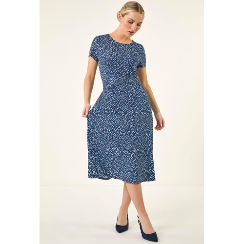 Roman Twist Front Stretch Dress - Blue - Size: 14