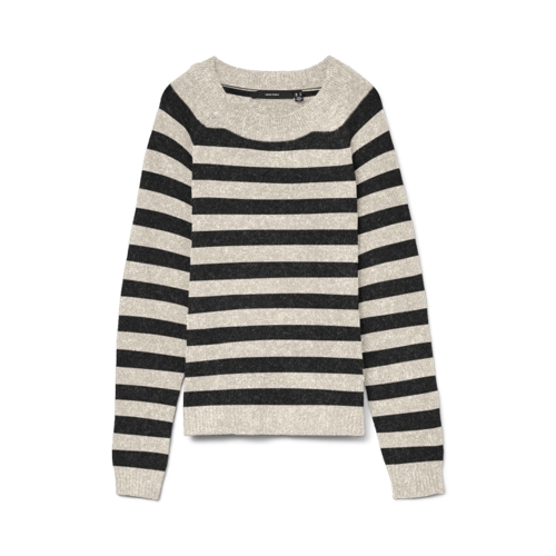 VERO MODA Stripe Round Neck Sweater - Black