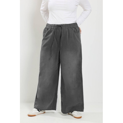 Yours Wide Leg Pull On Jeans - Grey - Size 26