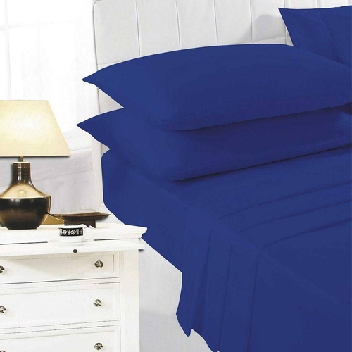 K Collection Percale Fitted Sheet - Blue