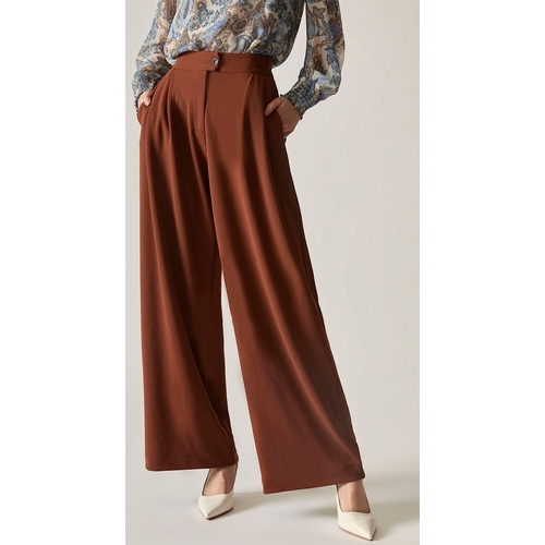 James Lakeland Rust Wide Leg Suit Trousers - Brown - Size: 18