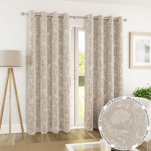 Enhanced Living Cuba Curtains - Cream - Floral