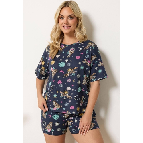 Yours Short Sleeve Pyjama Set - Blue - 18