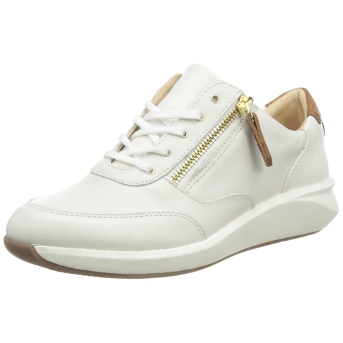 Clarks Un Rio Zip Sneaker - White Leather - 5 UK
