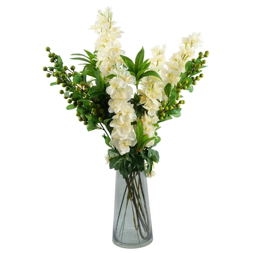 Artificial Berry Delphinium Flower Arrangement in Vase - 60cm