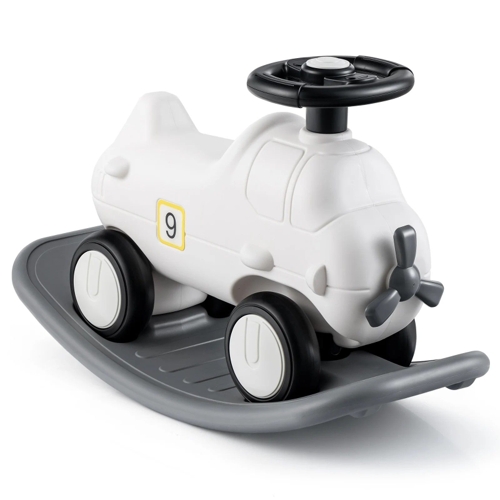 3-in-1 Rocking Horse and Sliding Car with Detachable Balance Board - White
