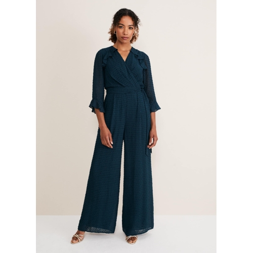 Phase Eight Hattie Wrap Wide Leg Jumpsuit - Blue - 14