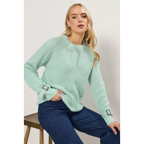Knitted Buckle Jumper - Green - 18