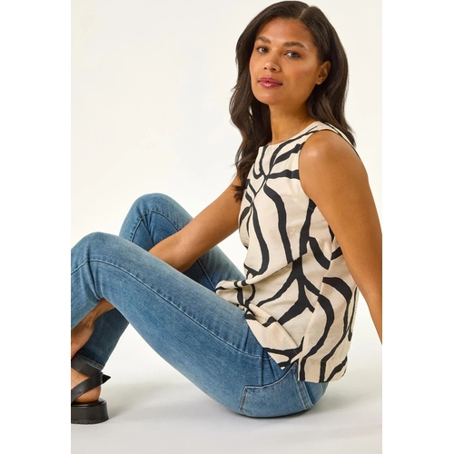 Mono Abstract Print Shell Top - Roman - Size 18