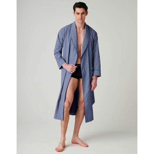 British Boxers Dressing Gown - Blue - Geometric