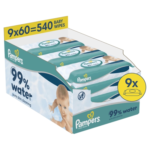 Pampers 99% Water Baby Wipes - 540 Wipes