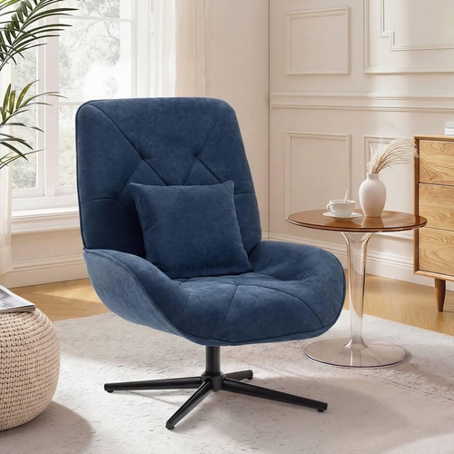HOMCOM Swivel Accent Chair - Dark Blue
