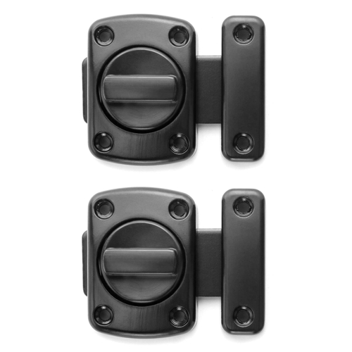 QWORK Rotate Bolt Latch Gate Latches - 2 Pack - Black