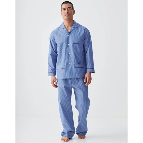 Crisp Cotton Pyjama Set - Blue - Striped