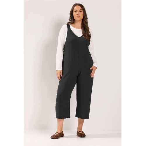 Yours Loose Fit Dungarees - Black - 30