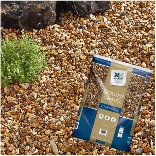Kelkay Decorative Aggregate Chippings In Golden Gravel, Bulk Bag Gold - 10-20mm