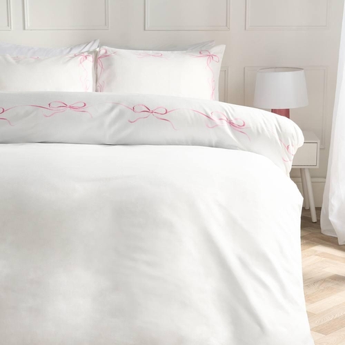 OHS Bow Border Bedding Set - White - King