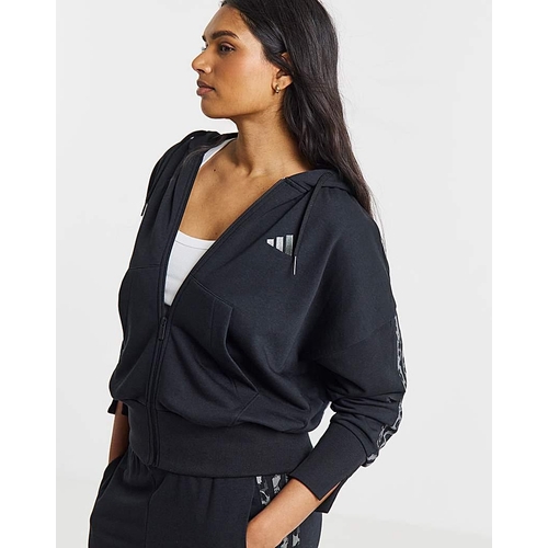 adidas 3 Stripe Leopard Print Zip Hoodie - Black - Oversized - M