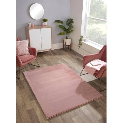 The Linen Consultancy TLC 5 Star Hotel Concept Luxury Faux Fur Rug - Pink - 133cm x 133cm