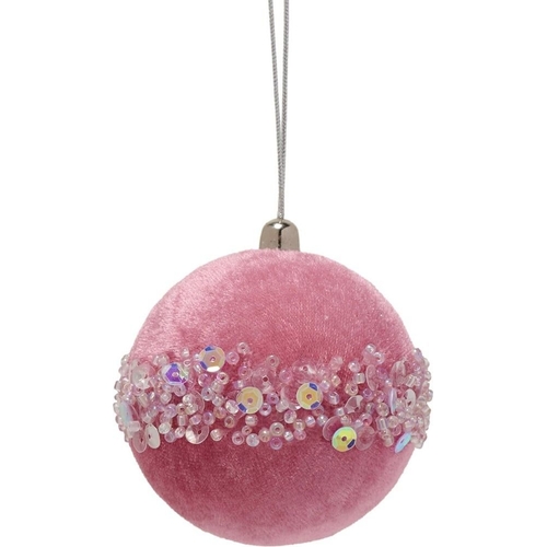 The Seasonal Gift Co. Velvet Bauble - 16cm - Pink