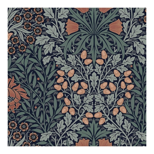 William Morris at Home Oak & Willow Wallpaper - Floral - Blue