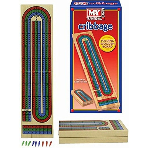 M.Y Traditional Wooden Games - Cribbage - Folding Wooden Board Game