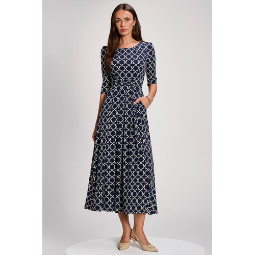 Jolie Moi Printed Jersey Maxi Dress with 3/4 Sleeve - Multicolor - 10