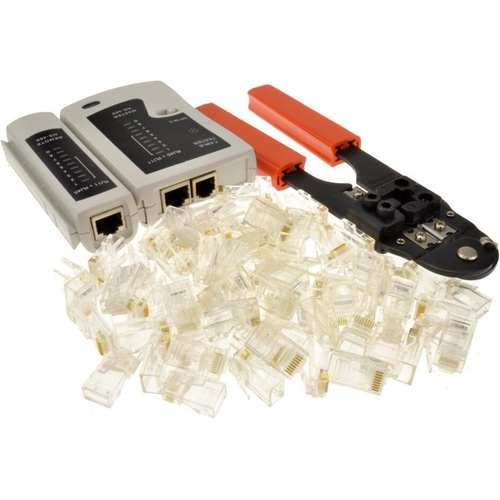 Networking RJ45 RJ11 Tester with Crimper and 100 x RJ45 Ends Tool Kit - kenable