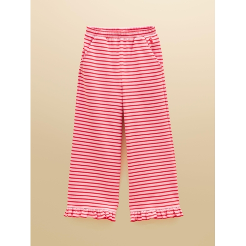 Joules Sophie Rib Frill Trousers - Striped - Red - 6