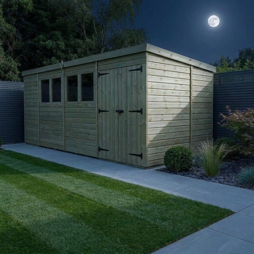 DIY Sheds 15ft x 10ft Pent Garden Shed - Green