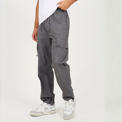 Brave Soul Men's Loose Fit Cotton Poplin Cargo Trousers - Grey - 32