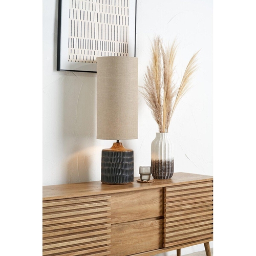Antique Black Wash Mango Wood Table Lamp - Black