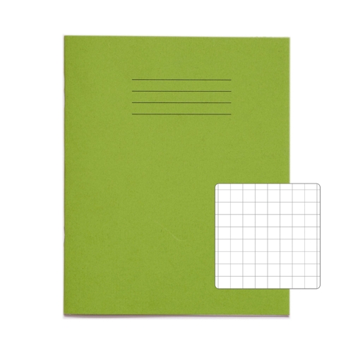 RHINO Exercise Book - 8 x 6.5 - 32 Page - 10mm Squared - Light Green - Pack of 100 - S10