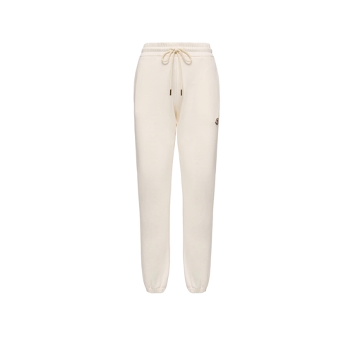 Moncler Logo Cotton Blend Fleece Track Pants - White - Size: 12