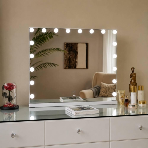 7seas Hollywood Vanity Mirror - 80 x 63cm - 18 LED Lights - USB - White