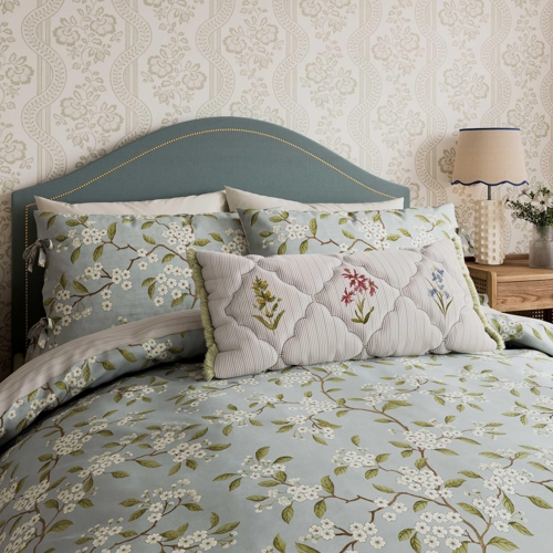 Sanderson Damson Blossom Duvet Cover Set - Blue