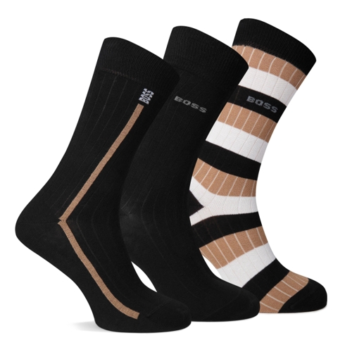 Boss Fine Rib Crew Socks - Black