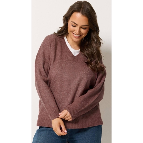 Yours V-Neck Soft Touch Jumper - Pink - Regular - Size 18