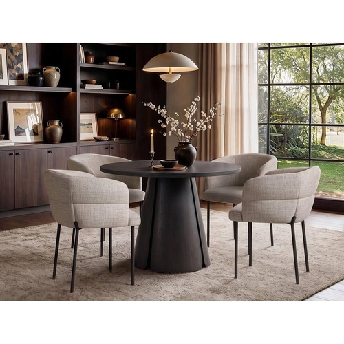Solace+Co Ebony Extendable Dining Table and 4 Elise Chairs - Black