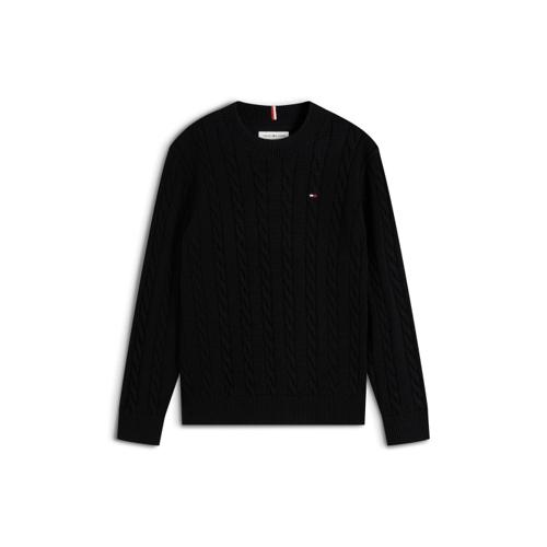 Tommy Hilfiger Kids' Cable Knit Jumper - Black Geometric - Crew