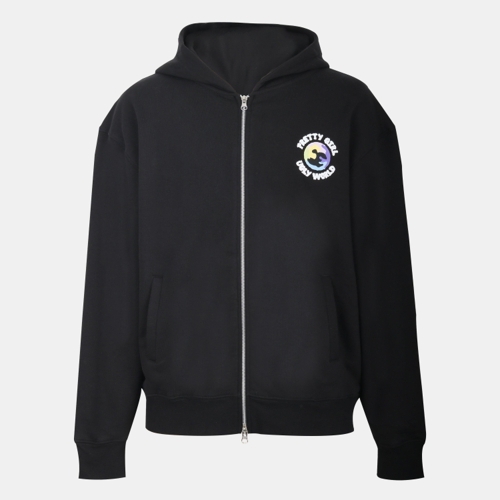 Pretty Boy Ugly World Long Sleeve Zip Hoodie - Black - S