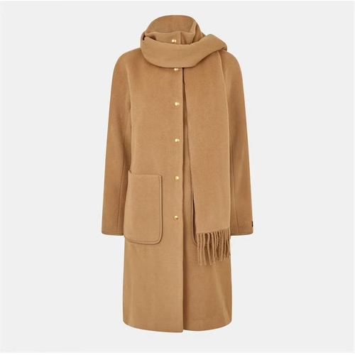 DONNA KARAN DKaran Scarf Coat Ld54 - Beige - Size 8