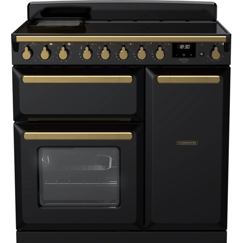 Rangemaster Estel Deluxe 90cm Electric Range Cooker with Induction Hob - Black