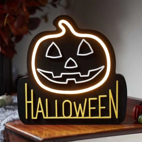 Smart Garden Halloween Pumpkin Neon Sign Plaque - Orange