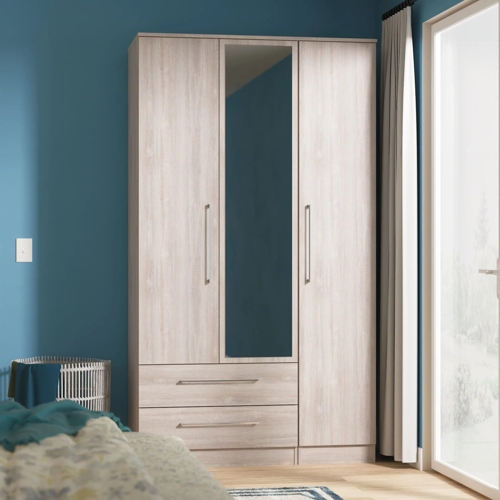Crowndale Worcester 3 Door 2 Drawer Mirror Wardrobe - Grey