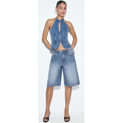 Stradivarius Baggy Bermuda Shorts - Blue - 4