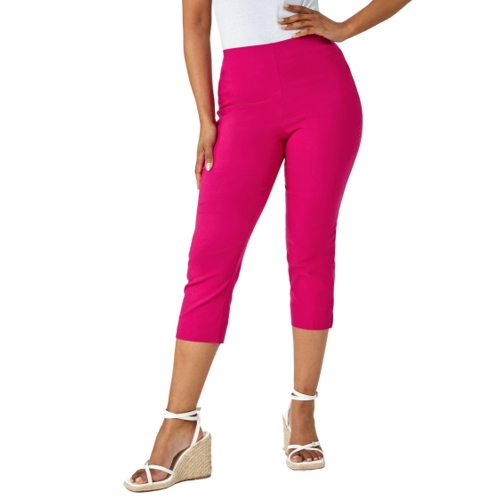Roman Cropped Stretch Trouser - Pink - Size 10 UK